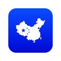 Map of China icon digital blue Royalty Free Stock Photo