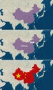The map of China with text, textless, and with flag Royalty Free Stock Photo
