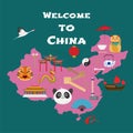 Map of China vector illustration, design element Royalty Free Stock Photo