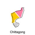 Map of Chittagong colorful geometric illustration design, High detailed vector map of Bangladesh