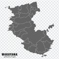 Blank map Wakayama Prefecture of Japan. High quality map Wakayama with municipalities