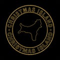 Map of Christmas Island, Golden Stamp Black Background