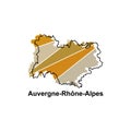 Map City of Auvergne Rhone Alpes, Vector isolated illustration of simplified administrative map of France. Borders and names of