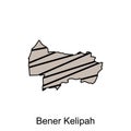 Map City of Bener Kelipah illustration design, World Map International vector template with outline graphic sketch style isolated Royalty Free Stock Photo