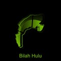 Map City of Bilah Hulu illustration design with outline on Black background, design template suitable for your company