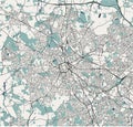 Map of the city of Birmingham, Wolverhampton, English Midlands, United Kingdom, England