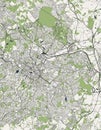 Map of the city of Birmingham, Wolverhampton, English Midlands, United Kingdom, England