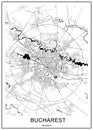 Map of the city of Bucharest, Romania