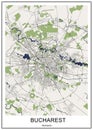 Map of the city of Bucharest, Romania Royalty Free Stock Photo