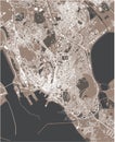 map of the city of Cagliari, Sardinia, Italy