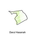 map City of Darul Hasanah vector design template, national borders and important cities illustration Royalty Free Stock Photo