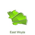 map City of East Woyla vector design template, Indonesia Map with states and modern round shapes