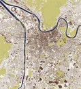 Map of the city of Grenoble, Isere, Auvergne-Rhone-Alpes, France