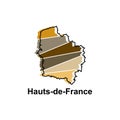 Map City of Hauts De France, Vector isolated illustration of simplified administrative map of France. Borders and names of the