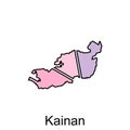 Map City of Kainan flat design colorful logo, map on white background