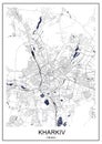 Map of the city of Kharkiv, Ukraine Royalty Free Stock Photo