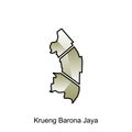 map City of Krueng Barona Jaya vector design template, Indonesia Map with states and modern round shapes