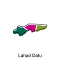 Map City of Lahad Datu vector design, Malaysia map with borders, cities. logotype element for template design