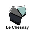 Map City of Le Chesnay design illustration, vector symbol, sign, outline, World Map International vector template on white