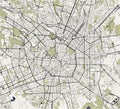 Map of the city of Milan, capital of Lombardy, Italy
