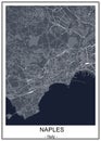 Map of the city of Naples, Campania, Italy