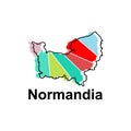 Map City of Normandia, Vector isolated illustration of simplified administrative map of France. Borders and names of the regions. Royalty Free Stock Photo