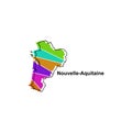 Map City of Nouvelle Aquitaine, Vector isolated illustration of simplified administrative map of France. Borders and names of the