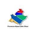 Map City of Provence Alpes Cote d Azur, Vector isolated illustration of simplified administrative map of France. Borders and names