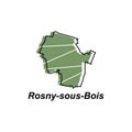 Map City of Rosny sous Bois vector design template, World Map International vector template with outline graphic sketch style