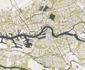 Map of the city of Rotterdam, in South Holland, Netherlands