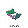 Map City of Sandakan vector design template, Infographic vector map illustration on a white background Royalty Free Stock Photo