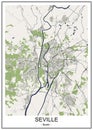 Map of the city of Sevilla, Spain