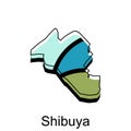 Map City of Shibuya, World Map International vector template with outline graphic sketch style