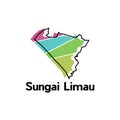 Map City of Sungai Limau, World Map Country of Indonesia vector template with outline, graphic sketch style isolated on white Royalty Free Stock Photo