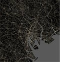 Map of the city of Tokyo, Kanto, Island Honshu, Japan