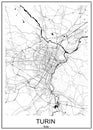 Map of the city of Torino, Turin, Italy