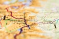 Map closeup showing Queyras and Torre Pellice.. Royalty Free Stock Photo