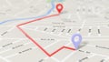 Map closeup with two pointers set on route Royalty Free Stock Photo