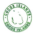 Map of Cocos Islands, Postal Stamp, Sustainable development, CO2 emission concept