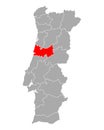 Map of Coimbra in Portugal
