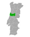 Map of Coimbra in Portugal