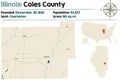 Map of Coles County in Illinois