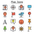 Map color line icon set vector illustration graphic design Royalty Free Stock Photo