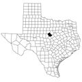 Map of Comanche County in Texas state on white background. single County map highlighted by black colour on Texas map. UNITED Royalty Free Stock Photo