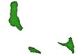 Map of Comoros on green felt
