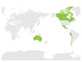 Map of Comprehensive and Progressive Agreement for Trans-Pacific Partnership, CPTPP or TPP11. Green highlighted member