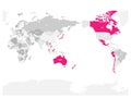 Map of Comprehensive and Progressive Agreement for Trans-Pacific Partnership, CPTPP or TPP11. Pink highlighted member