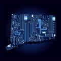 Map of Connecticut with electronic circuit Royalty Free Stock Photo