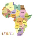 Color map of Africa with country names