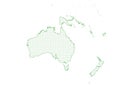 Map Oceania with green outline and dotted surface